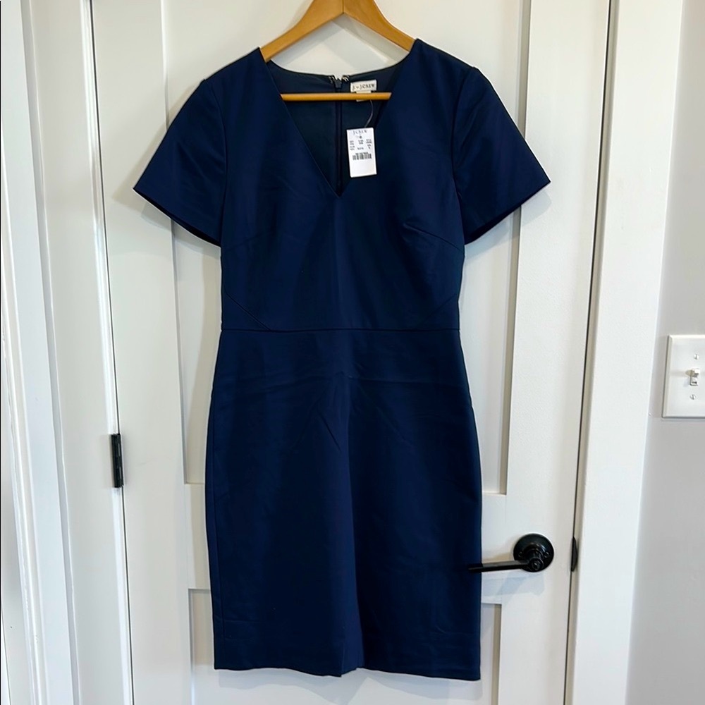 J. Crew Black Sheath Mini Dress Crew Neck Short Sleeve